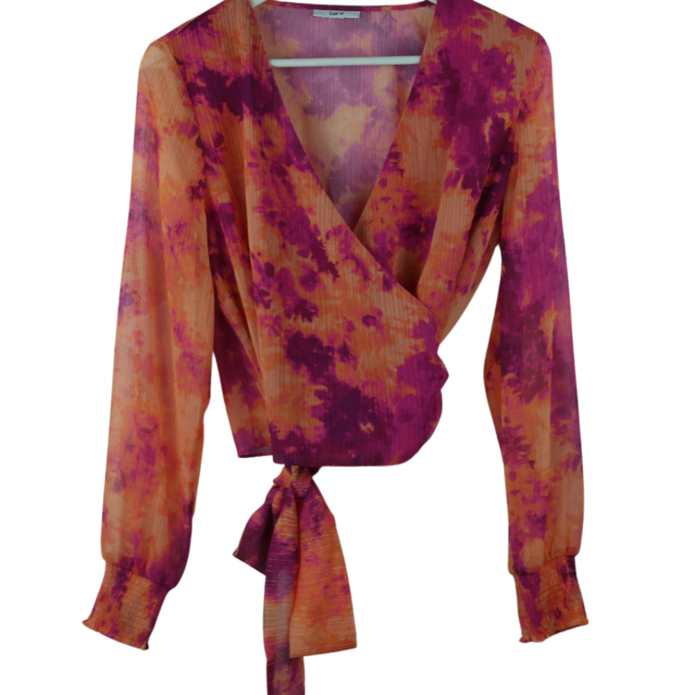 Bar III Women's Tie-Dye Wrap Top Size Medium Blouse Made For Macy's